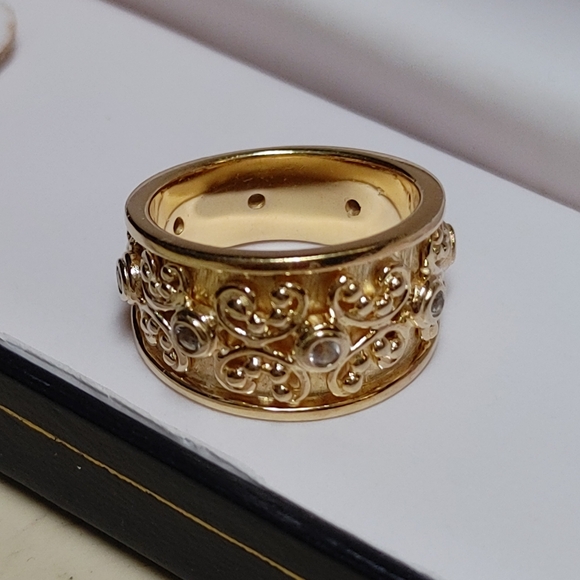 Gold Vermeil 925 Thailand Band Ring Byzantine Style Size 8 - Picture 11 of 15